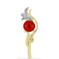 Goldplattierte Silberbrosche mit roter Süßwasserperle und weißem Topas
