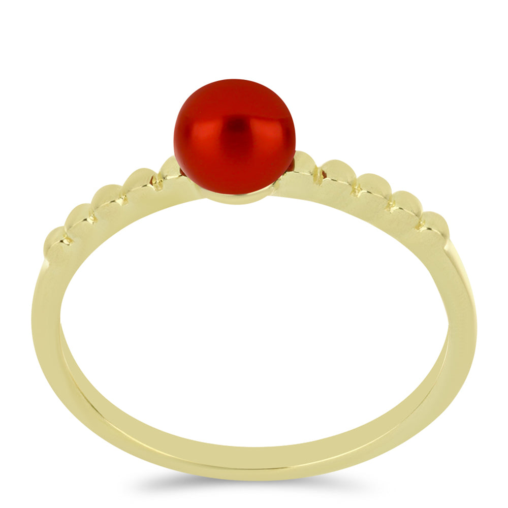 Goldplattierter Silberring mit roter Süßwasserperle 3 