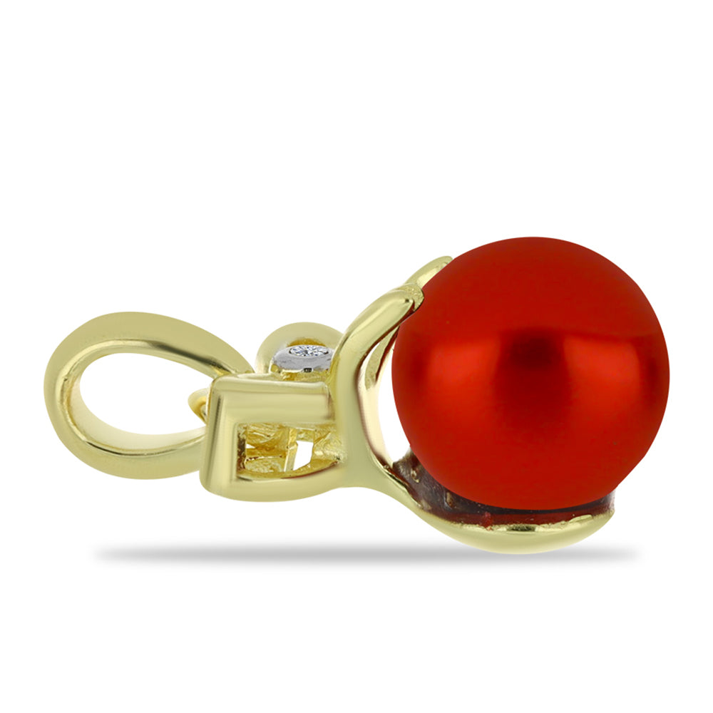Goldplattierter Silberanhänger mit roter Süßwasserperle und weißem Topas 2 