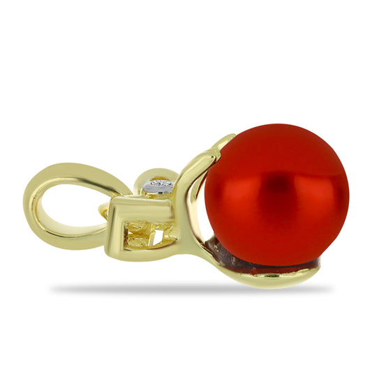 Goldplattierter Silberanhänger mit roter Süßwasserperle und weißem Topas