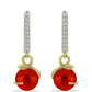 Goldplattierte Silberohrringe mit roter Süßwasserperle und weißem Topas