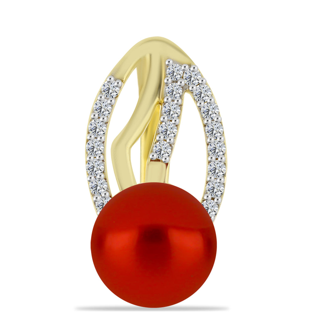 Goldplattierte Silberohrringe mit roter Süßwasserperle und weißem Topas