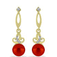 Goldplattierte Silberohrringe mit roter Süßwasserperle und weißem Topas