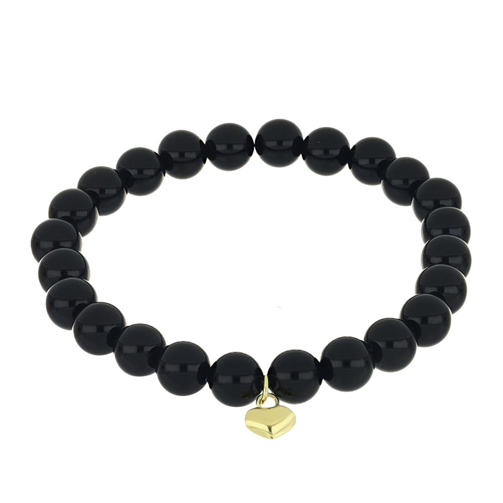 Goldplattiertes Silberarmband mit schwarzem Onyx 1 