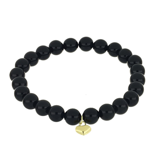 Goldplattiertes Silberarmband mit schwarzem Onyx