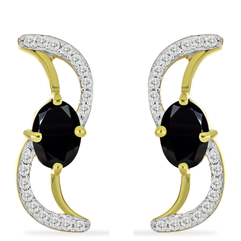 Goldplattierte Silberohrringe mit schwarzem Onyx und weißem Topas 1 