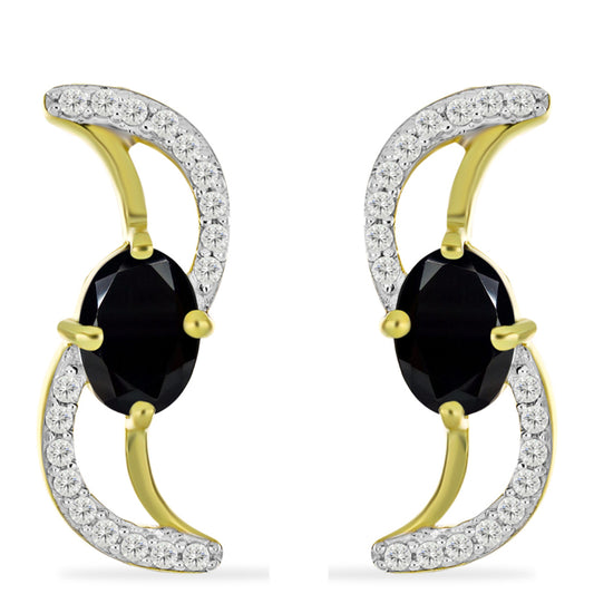 Goldplattierte Silberohrringe mit schwarzem Onyx und weißem Topas