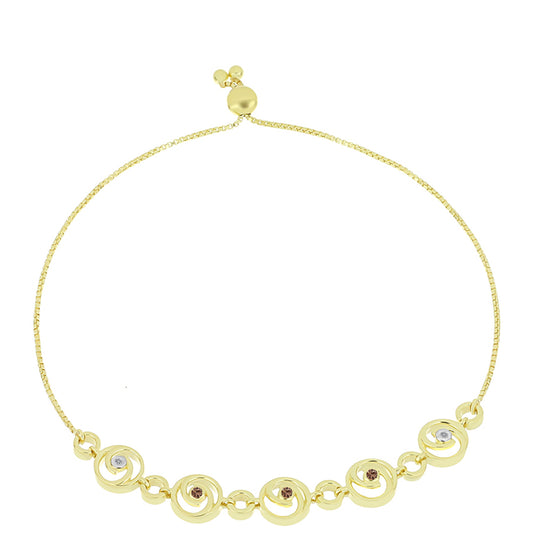 Goldplattiertes Silberarmband mit Champagner-Diamant und weißem Diamant