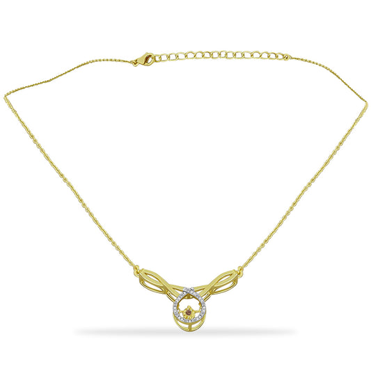 Goldplattierte Silberhalskette mit Champagner-Diamant und weißem Diamant
