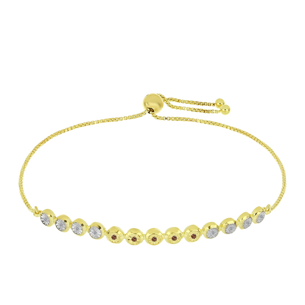 Goldplattiertes Silberarmband mit Champagner-Diamant und weißem Diamant