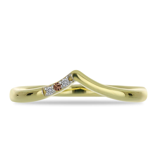 Goldplattierter Silberring mit Champagner-Diamant und weißem Diamant