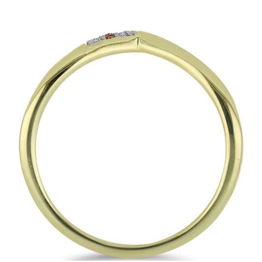 Goldplattierter Silberring mit Champagner-Diamant und weißem Diamant