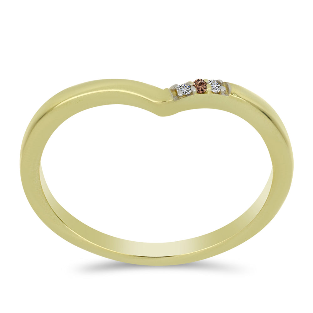 Goldplattierter Silberring mit Champagner-Diamant und weißem Diamant 3 