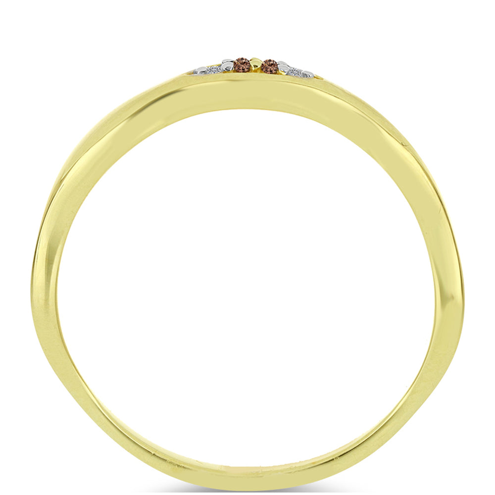 Goldplattierter Silberring mit Champagner-Diamant und weißem Diamant 2 