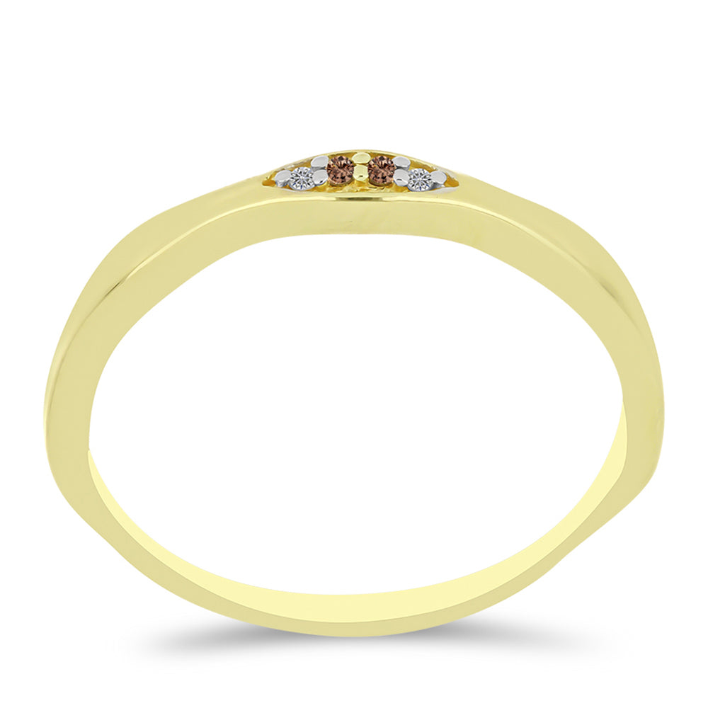 Goldplattierter Silberring mit Champagner-Diamant und weißem Diamant 3 