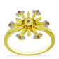 Goldplattierter Silberring mit Champagner-Diamant und weißem Diamant