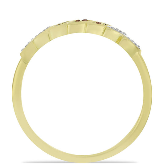 Goldplattierter Silberring mit Champagner-Diamant und weißem Diamant