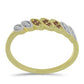Goldplattierter Silberring mit Champagner-Diamant und weißem Diamant