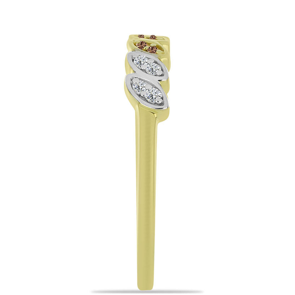 Goldplattierter Silberring mit Champagner-Diamant und weißem Diamant 4 