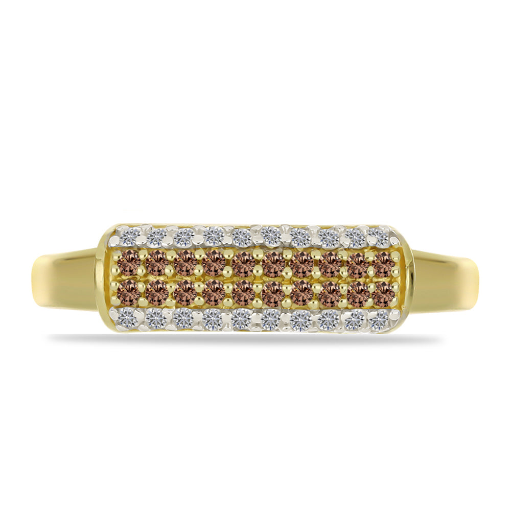 Goldplattierter Silberring mit Champagner-Diamant und weißem Diamant 1 
