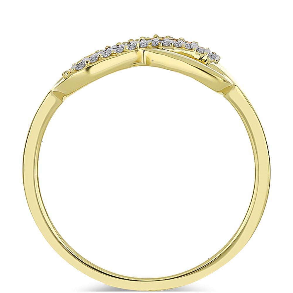 Goldplattierter Silberring mit Champagner-Diamant und weißem Diamant 2 
