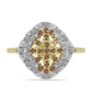 Goldplattierter Silberring mit Champagner-Diamant und weißem Diamant