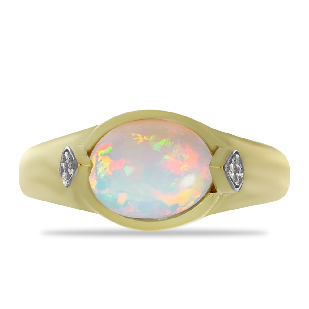 Goldplattierter Silberring mit Welo-Opal und weißem Topas 1 