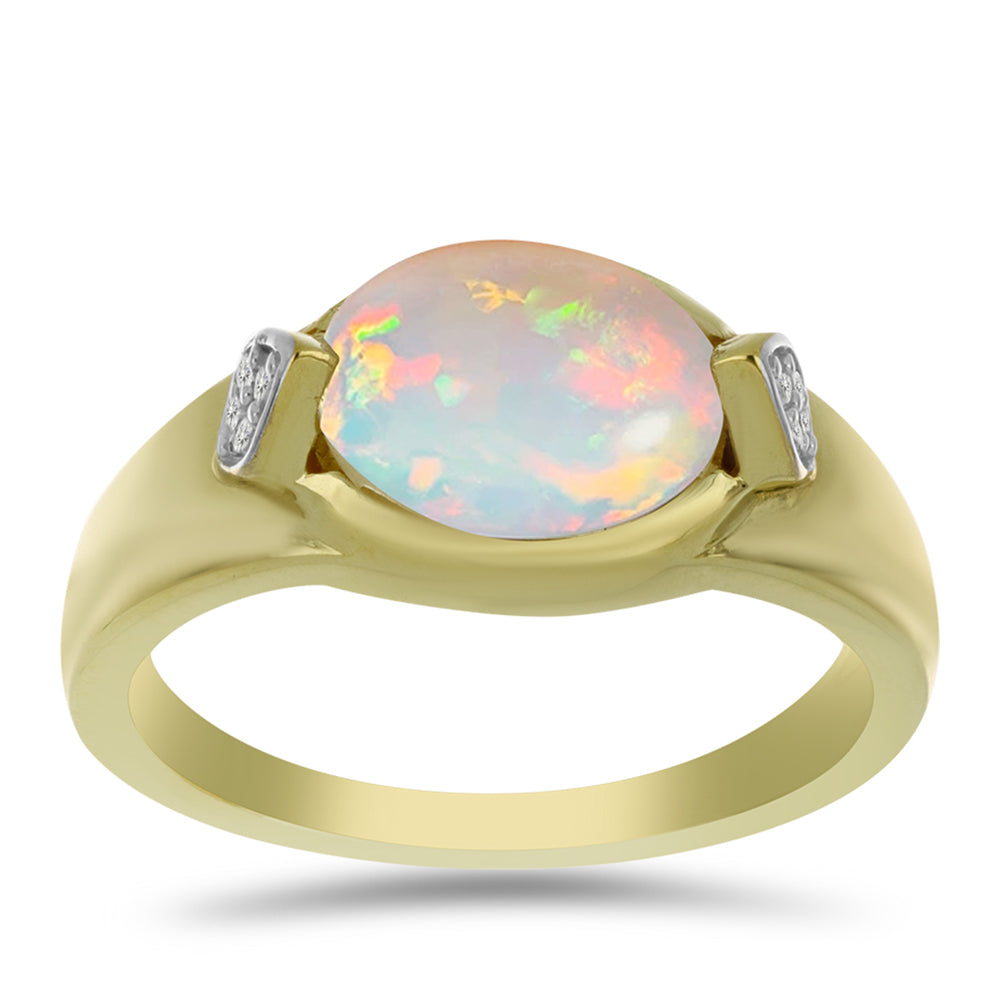 Goldplattierter Silberring mit Welo-Opal und weißem Topas 3 