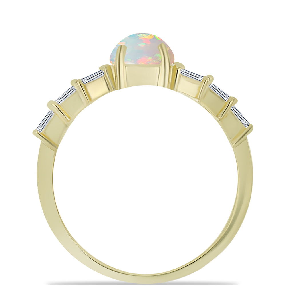 Goldplattierter Silberring mit Welo-Opal und weißem Zirkon 2 