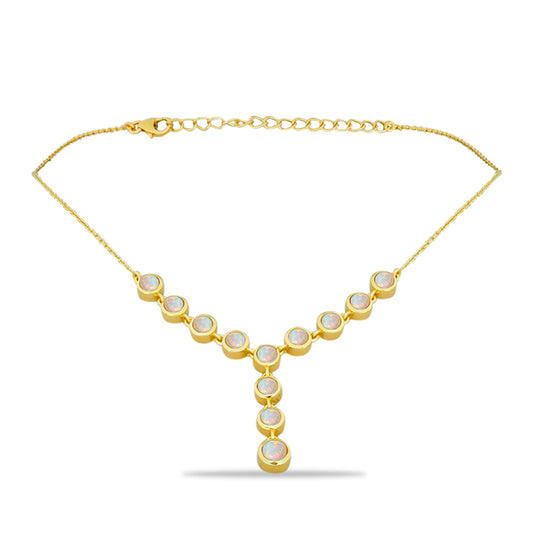Goldplattierte Silberhalskette mit Welo-Opal
