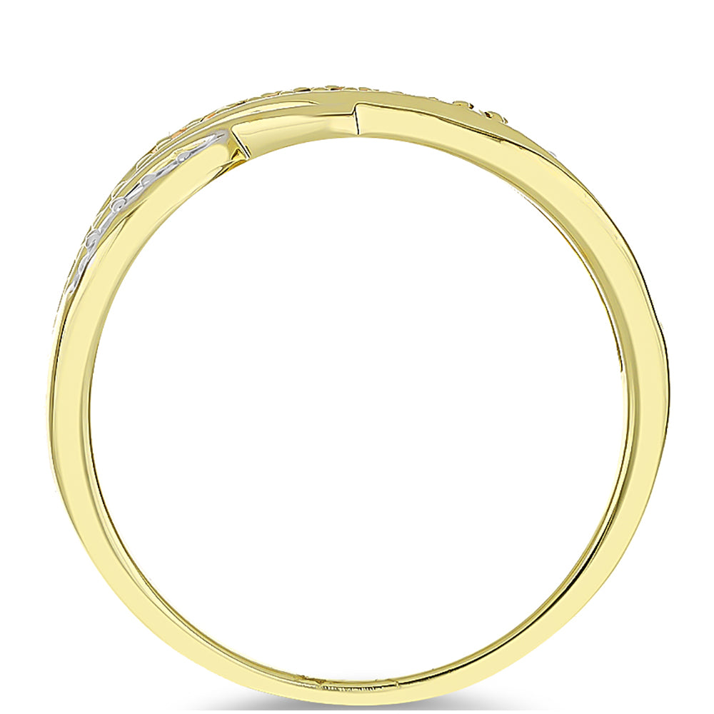 Goldplattierter Silberring mit Champagner-Diamant und weißem Diamant 2 
