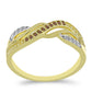 Goldplattierter Silberring mit Champagner-Diamant und weißem Diamant