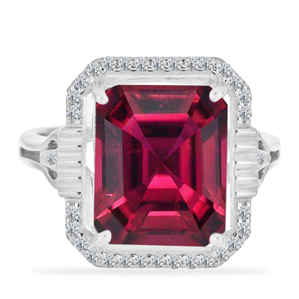 Silberring mit Rubin aus Madagaskar und weißem Diamant 1 