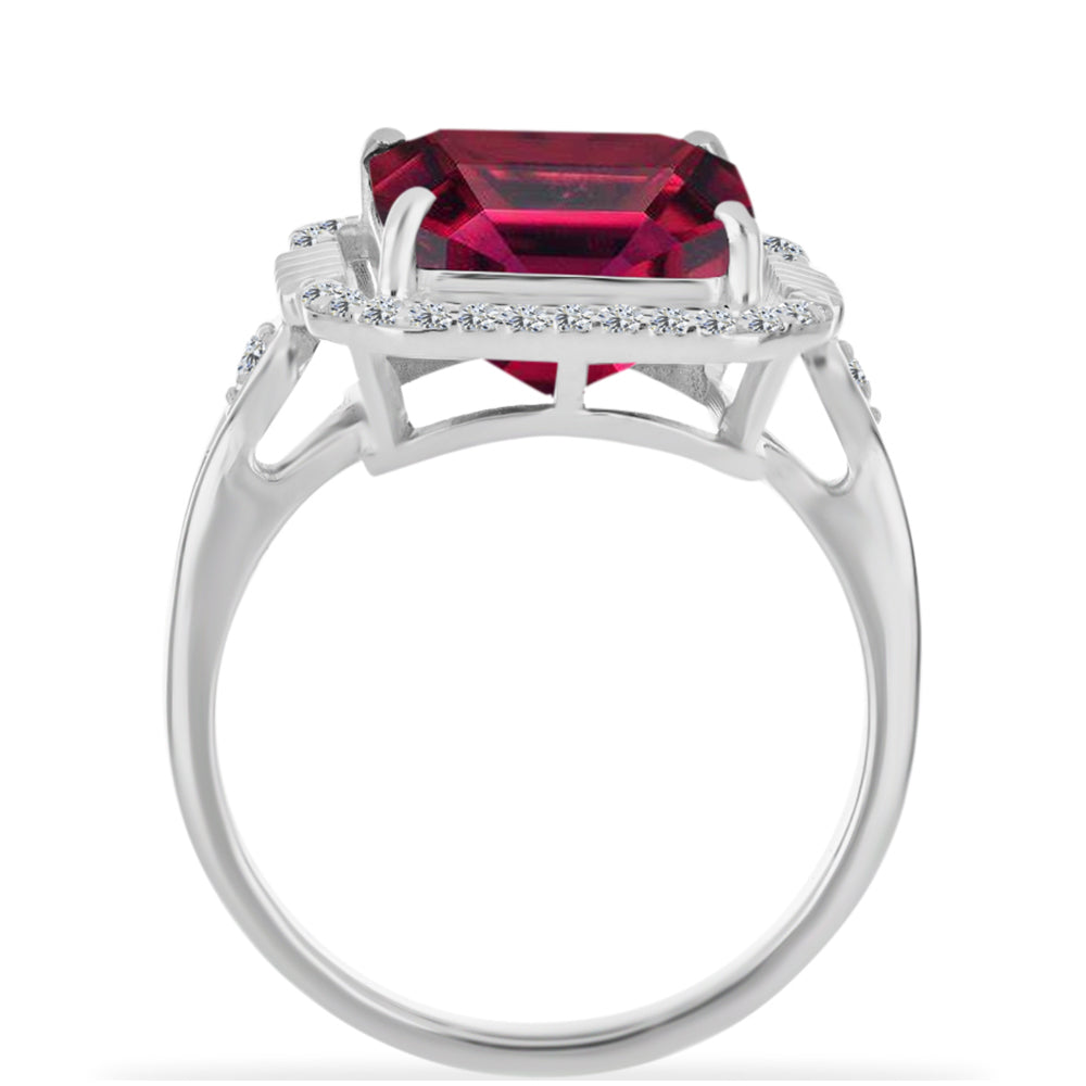 Silberring mit Rubin aus Madagaskar und weißem Diamant 2 