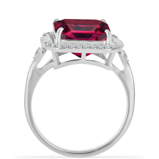 Silberring mit Rubin aus Madagaskar und weißem Diamant