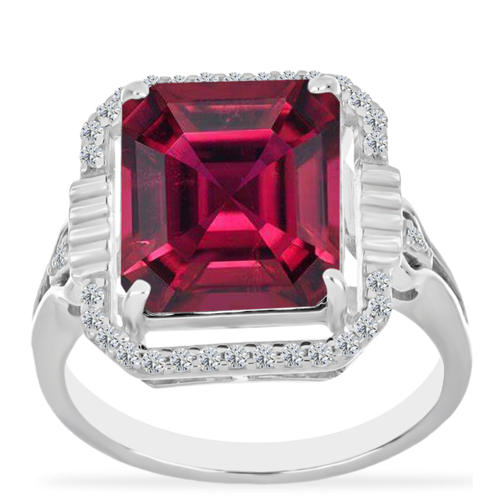 Silberring mit Rubin aus Madagaskar und weißem Diamant 3 