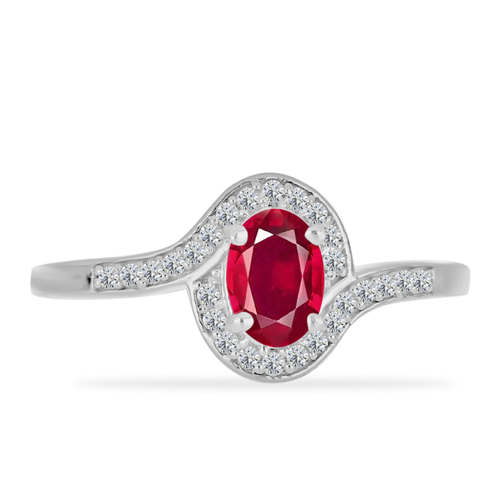 Silberring mit Rubin aus Madagaskar und weißem Diamant