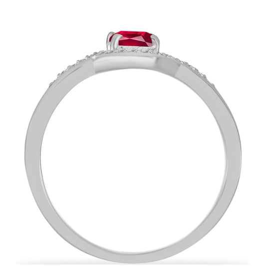 Silberring mit Rubin aus Madagaskar und weißem Diamant