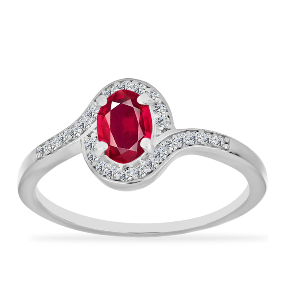 Silberring mit Rubin aus Madagaskar und weißem Diamant 3 