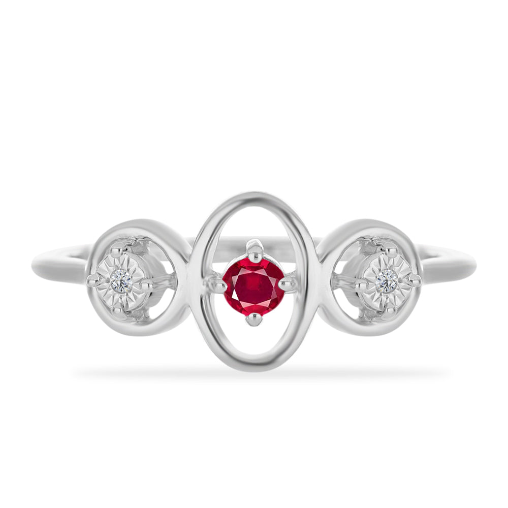 Silberring mit Rubin aus Madagaskar und weißem Diamant 1 