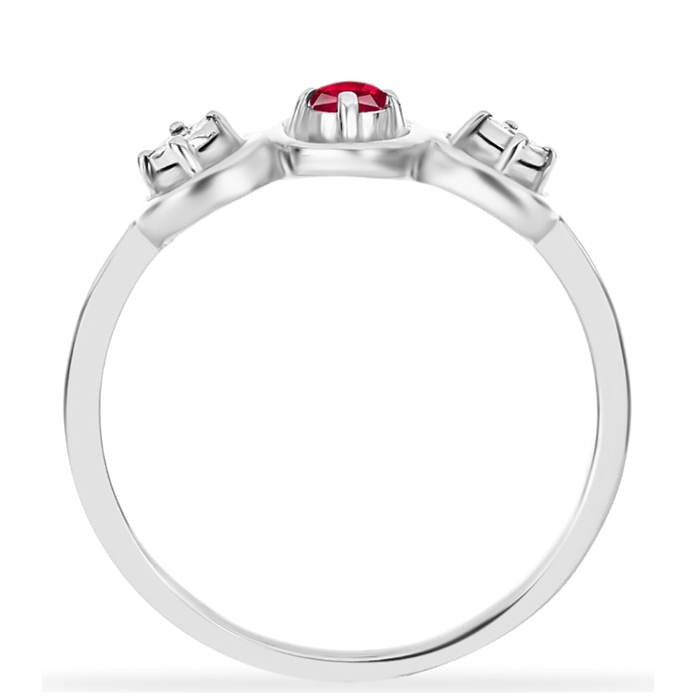 Silberring mit Rubin aus Madagaskar und weißem Diamant 2 