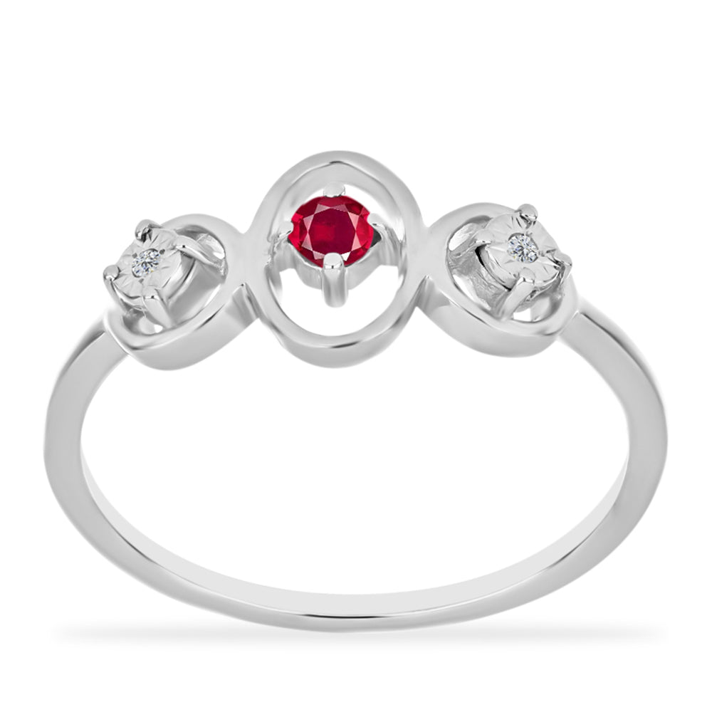 Silberring mit Rubin aus Madagaskar und weißem Diamant 3 