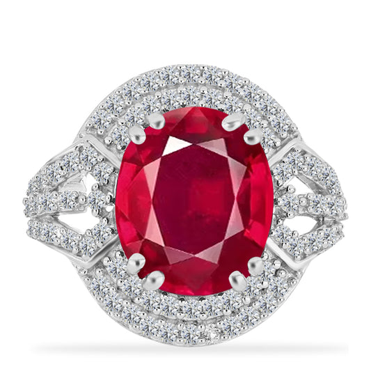Silberring mit Rubin aus Madagaskar und weißem Diamant