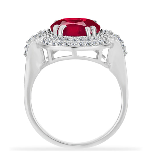 Silberring mit Rubin aus Madagaskar und weißem Diamant