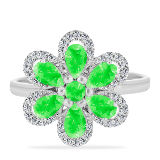 Silberring mit Hyalit-Opal und weißem Topas