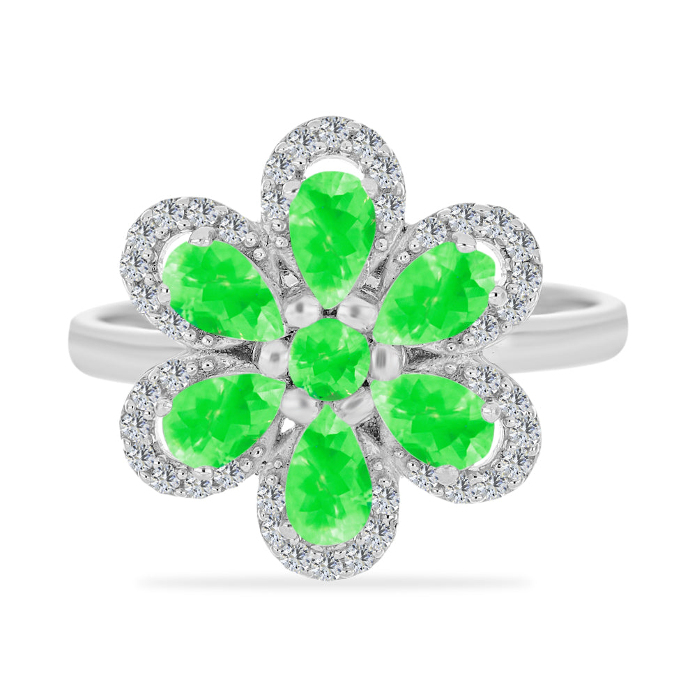 Silberring mit Hyalit-Opal und weißem Topas