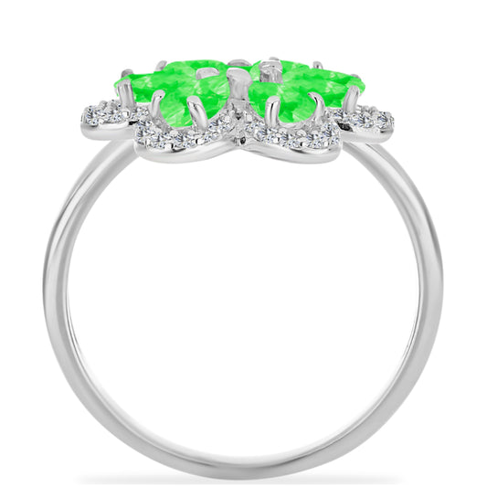 Silberring mit Hyalit-Opal und weißem Topas