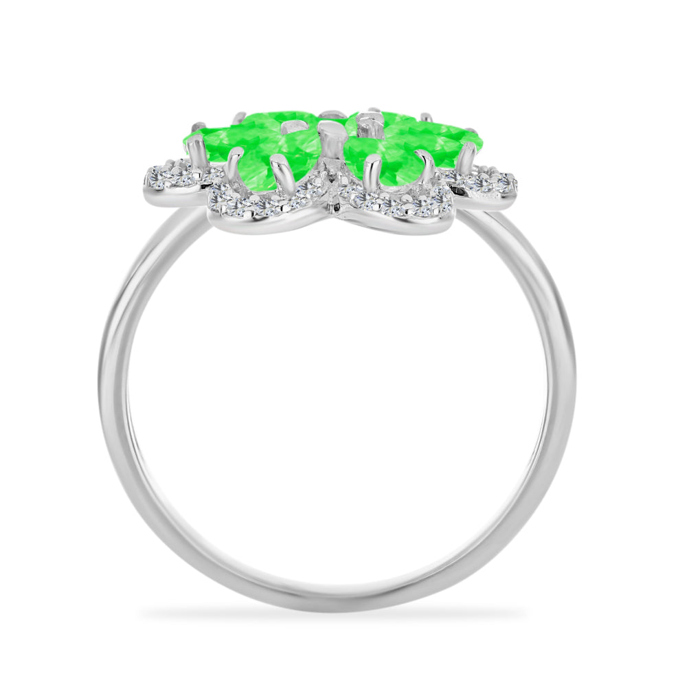 Silberring mit Hyalit-Opal und weißem Topas 6 