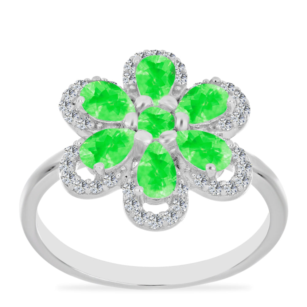 Silberring mit Hyalit-Opal und weißem Topas