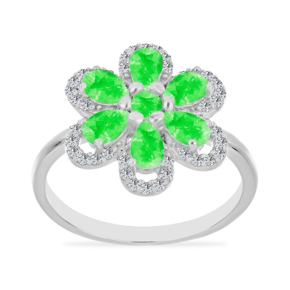 Silberring mit Hyalit-Opal und weißem Topas